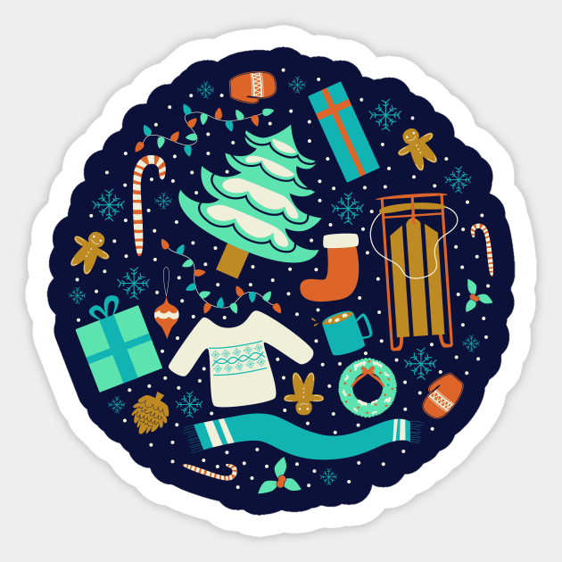 Holiday Things - Collection of Christmas and Winter Inspired Items Sticker by sadsquatch